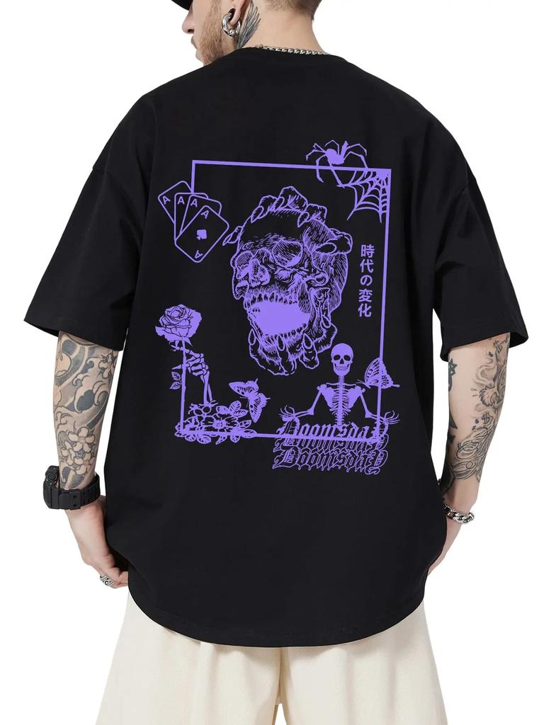 Sommer neu 100% Baumwolle Herren Rundhals Kurzarm Locker T-Shirt Oberteil Buchstaben bedrucktes T-Shirt Hohe Qualität Rockmusik Festival