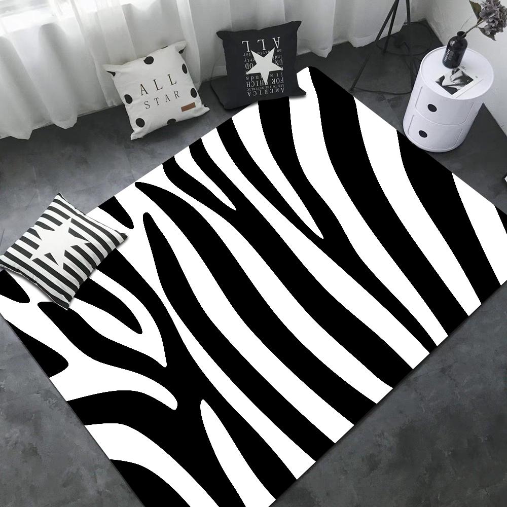 Black White Print Zebra Floor Mat INS Style Soft Bedroom Floor House Laundry Room Mat Anti-skid Bedside Area Rugs
