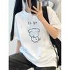 Puppy Pattern Short Sleeve Tshirt Unisex Top Ins Style Korean Simple Creative Cartoon Cute Casual Funny 2026 Summer Daily Match