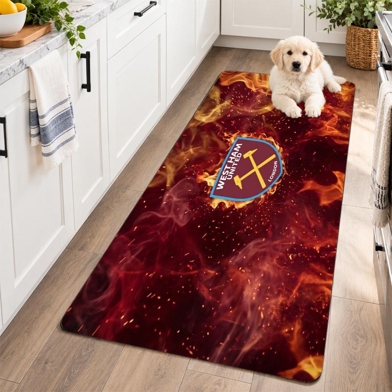 Flannel Kitchen Mat West Ham United Football Soft Area Rug Non Slip Floor Carpet Home Decoration