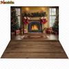 Mocsicka Christmas Photography Background Xmas Tree Fireplace Yellow Wall Decoration Family New Year Party Photo Backdrop Banner