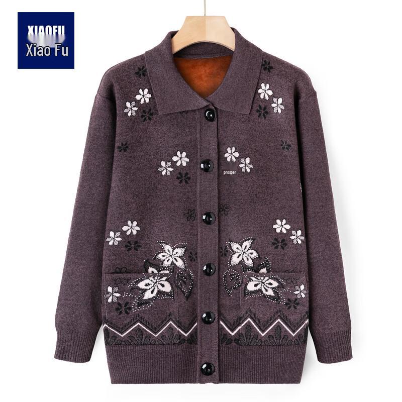 Elderly Women's Loose Thin Knit Cardigan Jacket