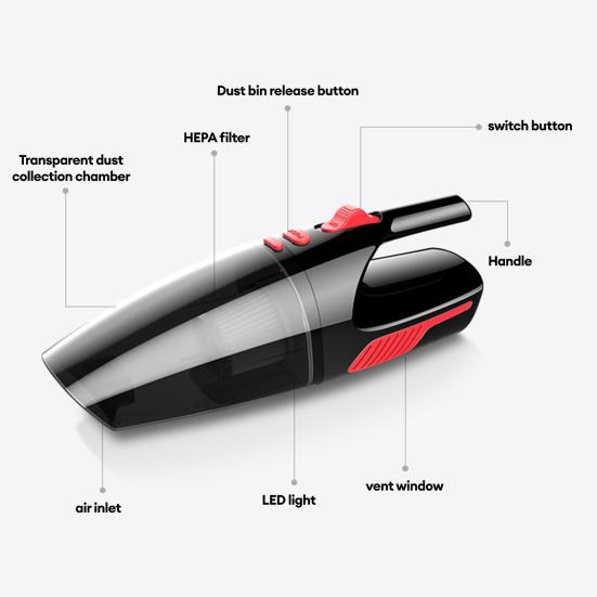 Handheld Car Vacuum Cleaner, Portable Vacuum Cleaner and Air Duster, 120W High Power Vacuum with LED Light for Home Office Car Pet