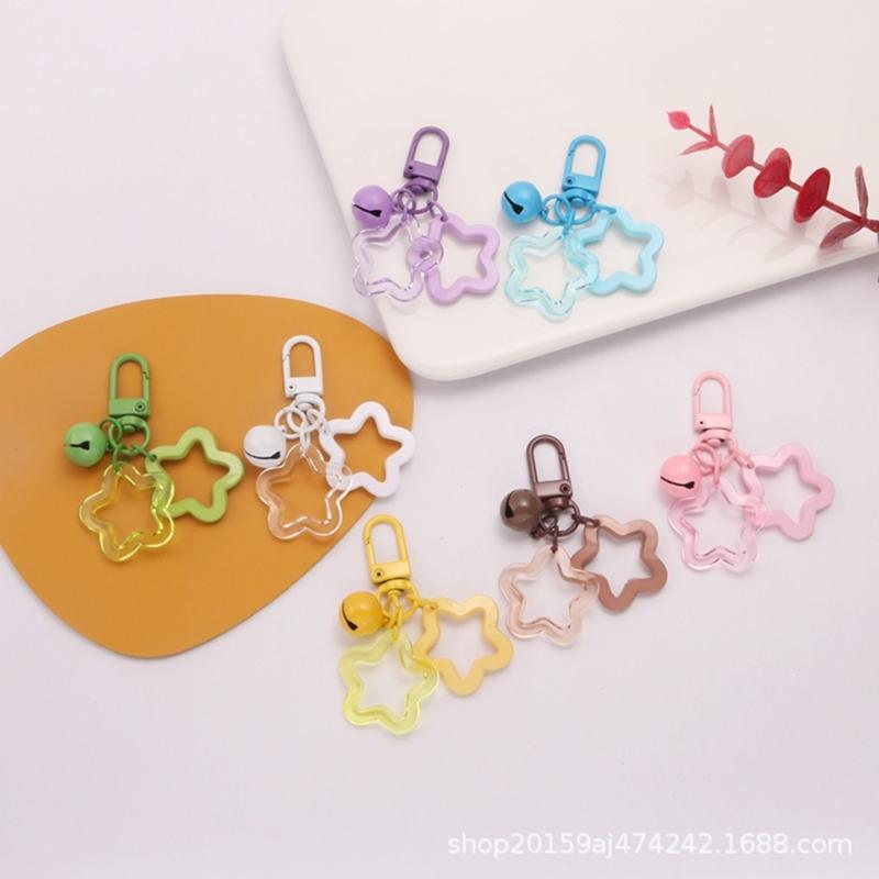 Bell Pendant Keyring Party Favor Children Handbag Valentines Day Cute Keychain Hollow Star Acrylic Keychain Bell Pendant