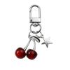 Sweet Red Cherry Pearl Keychain Ribbon Bowknot Keyring Bag Pendant Key Hanging Decoration For Best Friend Gifts