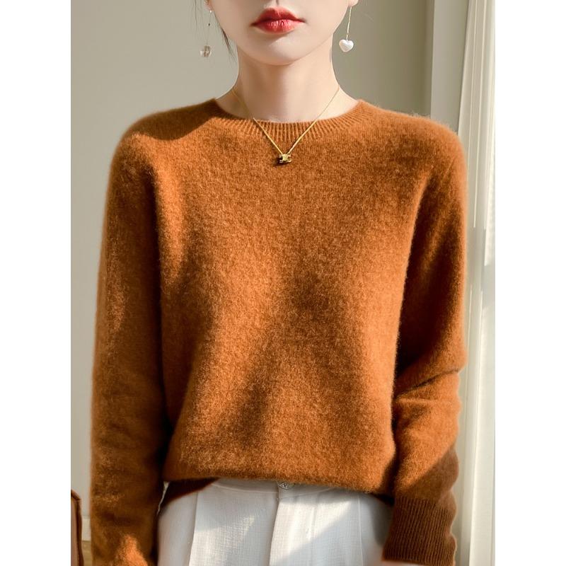 

DAFIFY Женская мода повседневная осень-зима однотонный принт длинный рукав О-образный вырез свитера XXL