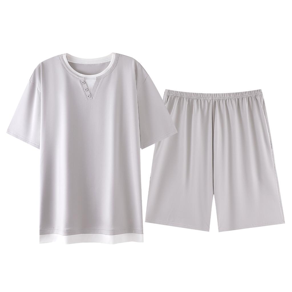 Pure cotton men's pajamas 1011 new summer vacation two-piece short-sleeved shorts casual thin cotton loungewear set