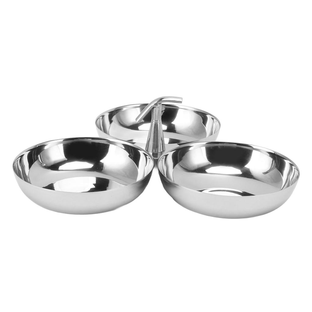 304 Stainless Steel Snack Plate Durable Easy To Clean 3 In 1 Safe Fruit Plate for Nut Candy Type 1