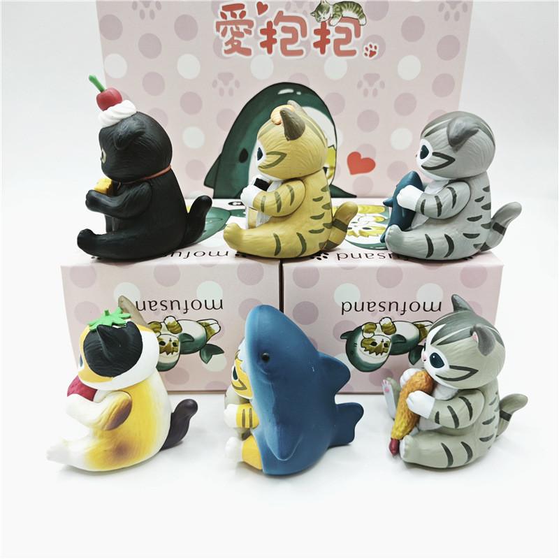 Cat Cute Shark Pvc Toy Figures 6 Pcs Mini Collectibles For Room Decor Gifts