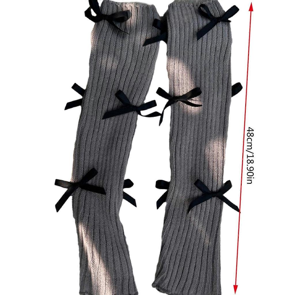Leg Warmers for Women Girls Ballet Style Lolitas Leg Warmer Bowknot Knit Long Socks Gothic Harajuku Leg Cover Stockings  White