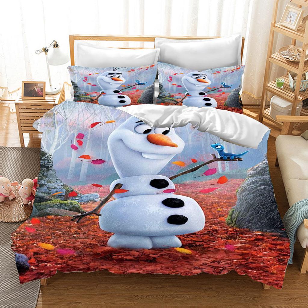 Children's Frozen Princess Bedding Set Elsa Bear Duvet Cover Queen with Pillowcase 3D Children's Bedding Set