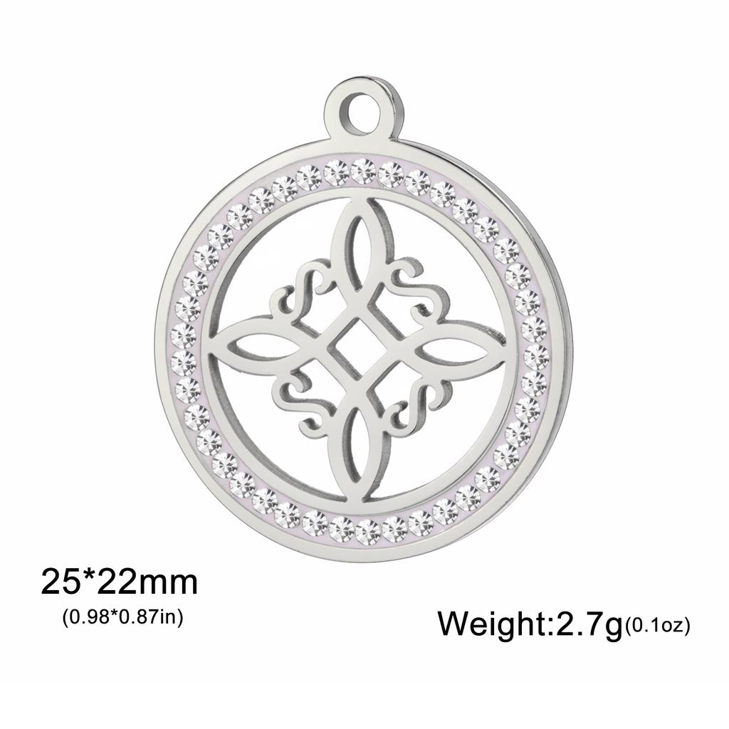 Teamer Irish Witch Knot Clear Zircon Round Pendant for Jewelry Making Necklace DIY Stainless Steel Celtics Knot Charm Wholesale