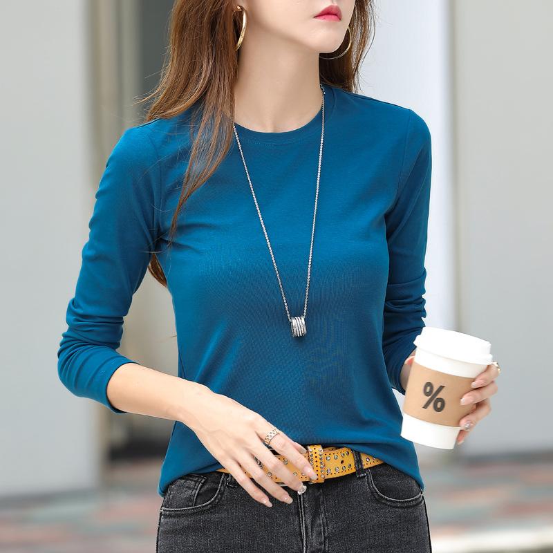 Spring and Autumn Interior Outer Long Sleeved T-shirts Solid Color Soft and Comfortable Women's T-shirts