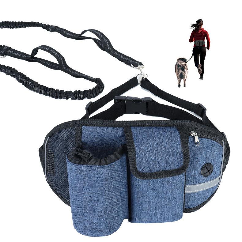 Hot Selling Oxford Zipper Outdoor Leash Multi-Functional Sports Running Fitness Training Dog Walking Pet Waist Bag Fanny Pack