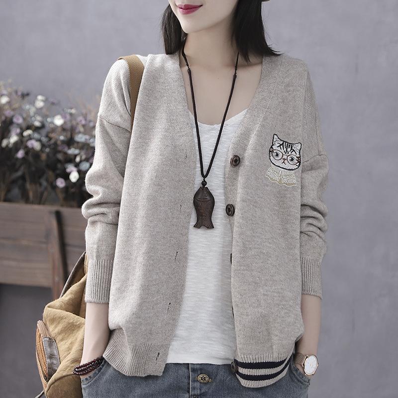 

Кардиган с V-образным вырезом для женщин, осенне-зимняя вязаная куртка для женщин 3XL