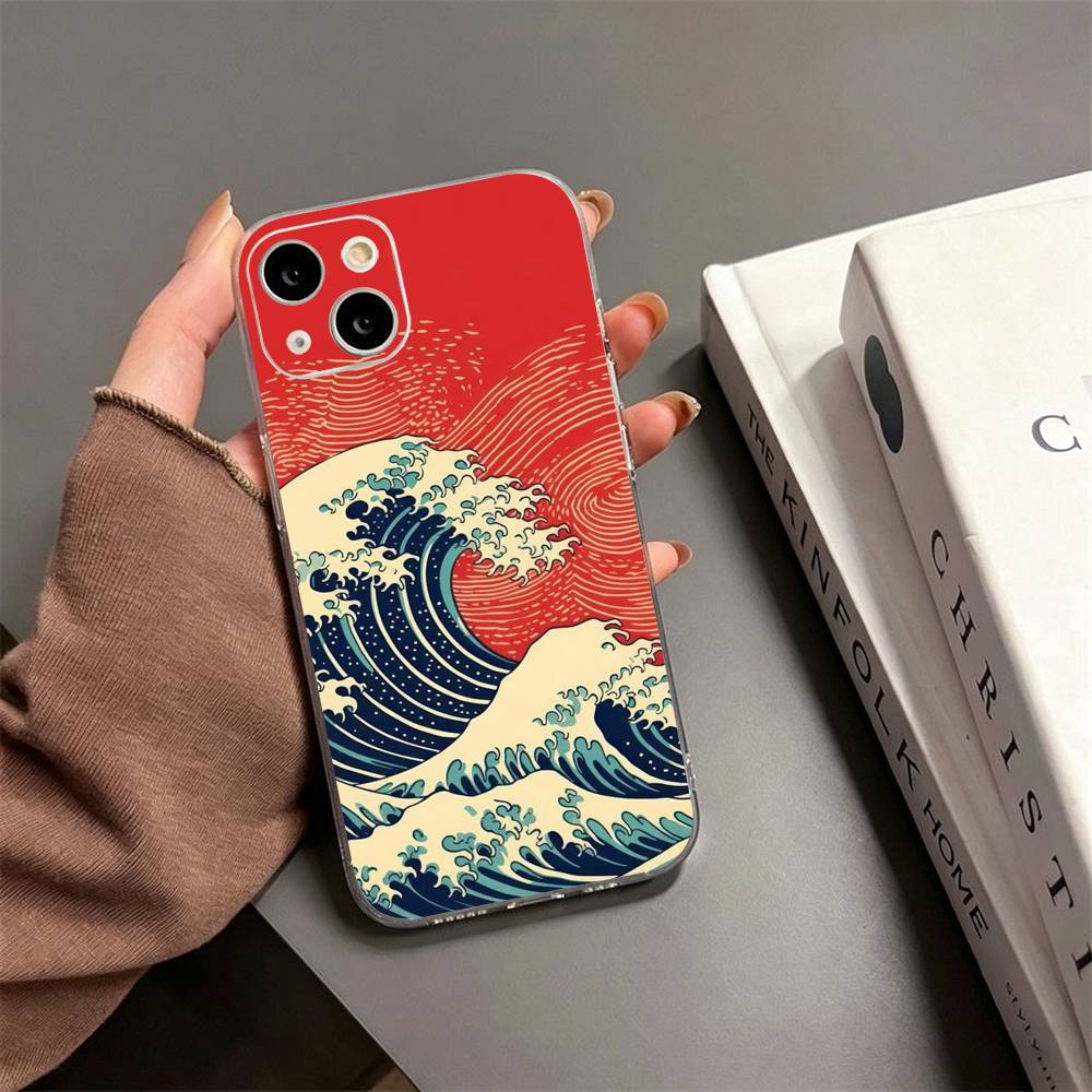 G-Great Wave Off Kanagawa Phone Case For iPhone17,16,15,14,13,12,11 Plus,Pro Max Soft Transparent Cover