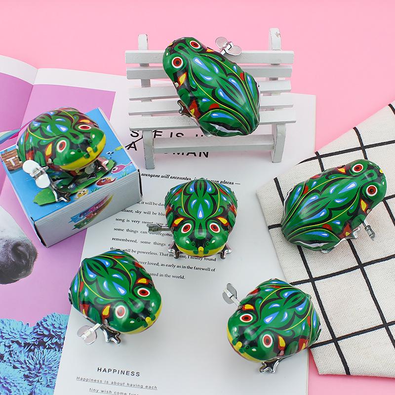 Vintage 80er Jahre Aufzieh-Blechfrosch: Hochwertiges Legierungs-Nostalgiespielzeug