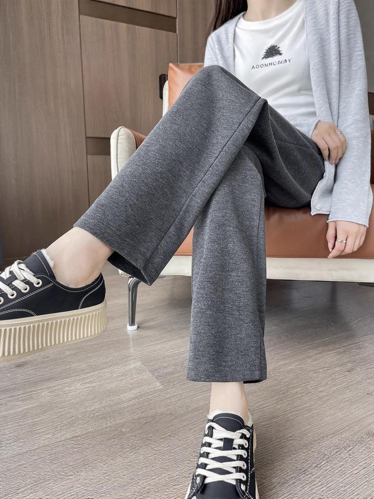 Damen 419 Acetat Wolle Weitbein Hose: Kleine gerade Hose für Frühling, Herbst und Winter.