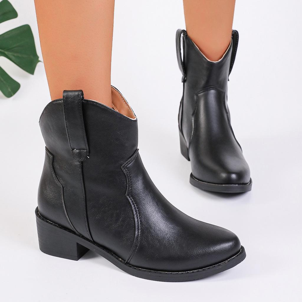 Casual Short Boots Women's Autumn New Pointed Cow Large Size Low-top Women's Martin Boots