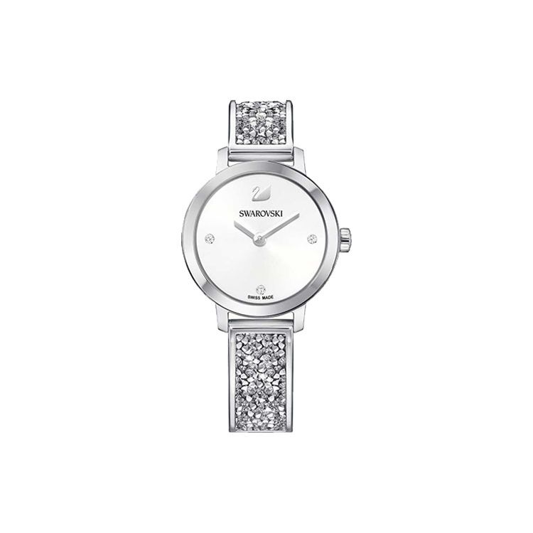 SWAROVSKI Montre  Quartz Bracelet Acier Inoxydable Cadran Blanc &Eacute;l&eacute;gante Mode Montre Cristal Femmes montres Argent 5376080 White Dial