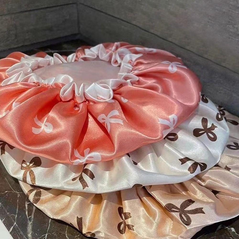 Elastic Shower Cap Double Layered Shower Hair Cover Universal Bath Hat