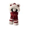 3 in 1 Hat Scarf Gloves Set Bear Ear Decor Thickened Plush Winter Hat Matching Scarf Gloves Function Cold Weather Outfit