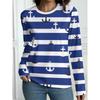 Damen T-Shirt Outdoor Freizeit Langarm Gestreift Anker Muster 3D Druck Oberteile Straße Rundhals Herbst Übergroß Kleidung