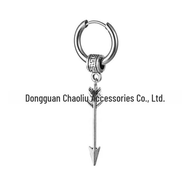 

Модный корейский клипс для уха в виде стрелы из нержавеющей стали: Хип-хоп ретро серьги в гонконгском стиле