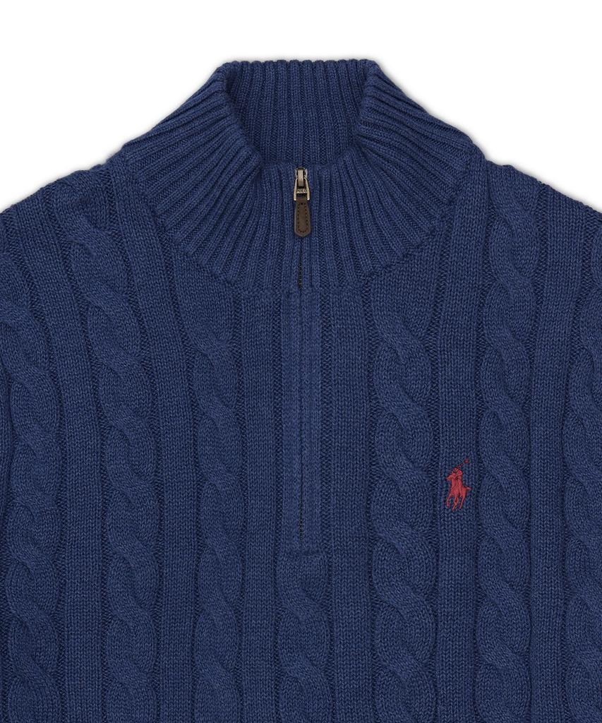 POLO RALPH LAUREN Cable Knit Cotton Quarter Zipper Sweater - Navy