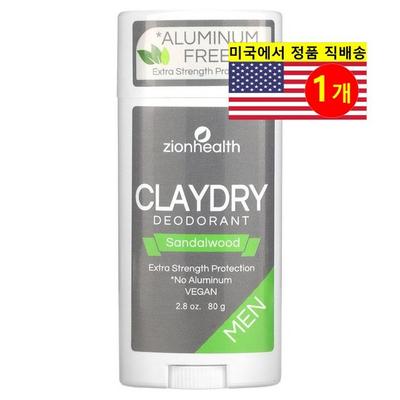 Deodorante Zion Health da uomo ClayDry profumazione legno di sandalo, 1 confezione, 80g
