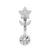 Hypoallergenic Navel Ring Shiny Cubic Zirconia Flower Design Durable Stainless Steel Belly Button Piercing for Women Gifts
