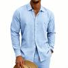 Men's Loose Fit Long Sleeve Shirt Linen Material Button Down Collar Casual Beachwear Comfortable Breathable Summer Shirt