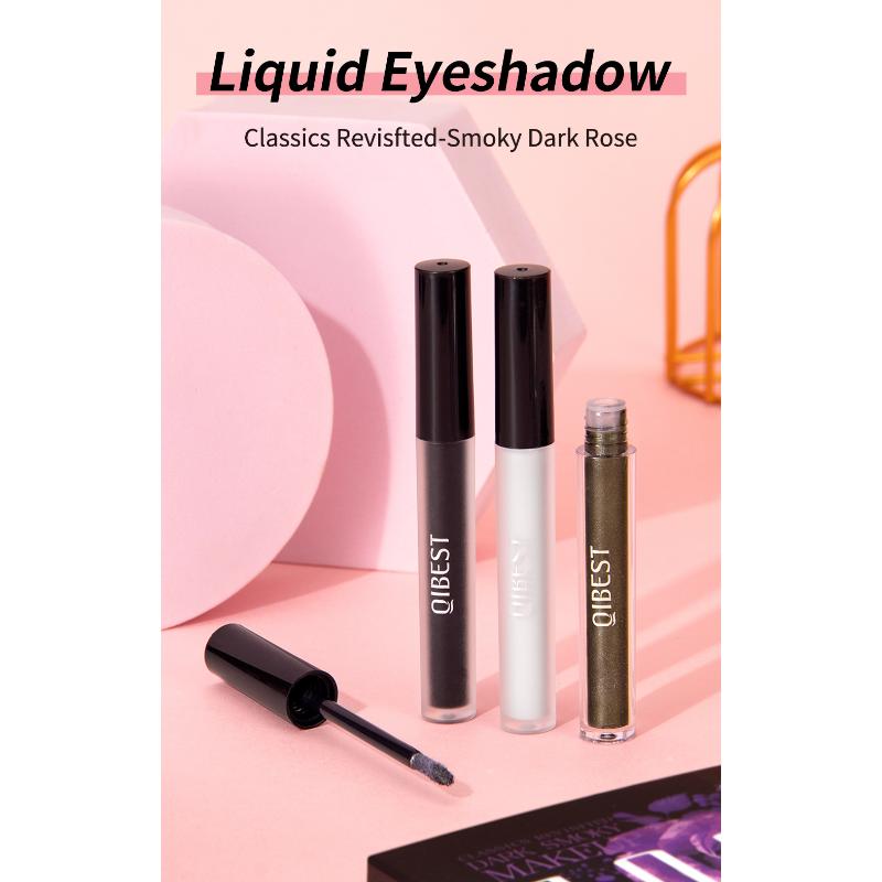 QIBEST Eyeshadow Liquid Matte Pearl Fine Flash Dark Black System of Europe and The United States Punk Smoky Makeup Eyeshadow Liquid