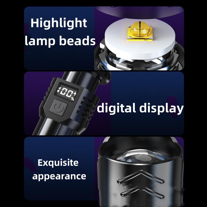 10000 Lumen Hochleistungs-Taschenlampe USB-wiederaufladbare LED-Taschenlampe Outdoor Wasserdichte Taschenlampe Fackel Angel-Laterne Campingbeleuchtung