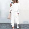 Casual Sportsets voor Dames 2 Delen Effen Kleur Ronde Hals T-shirt Basis Shirt Casual Mode Broekenset