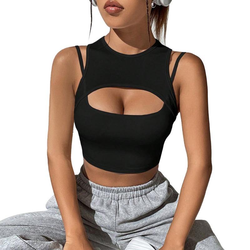 Basic Casual Street Style Solid Fitted Cropped Sleeveless Tank Top