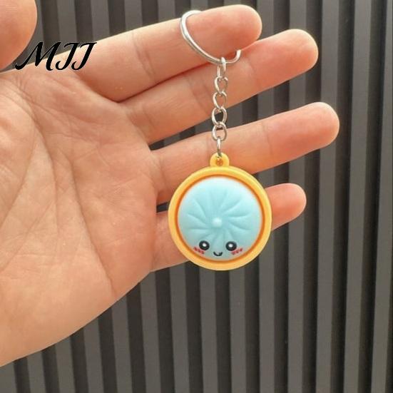 Bag Accessory Keyring 3Pcs Mini Dumpling Keychain Pendant, Soft Food Charm Cartoon Pastel Color Snack Accessories for Bags Car Keys School Gym