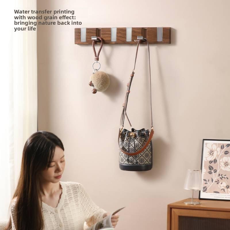 Nordic Wooden Door Hook With Adhesive Mount For Clothes And Bags Storage