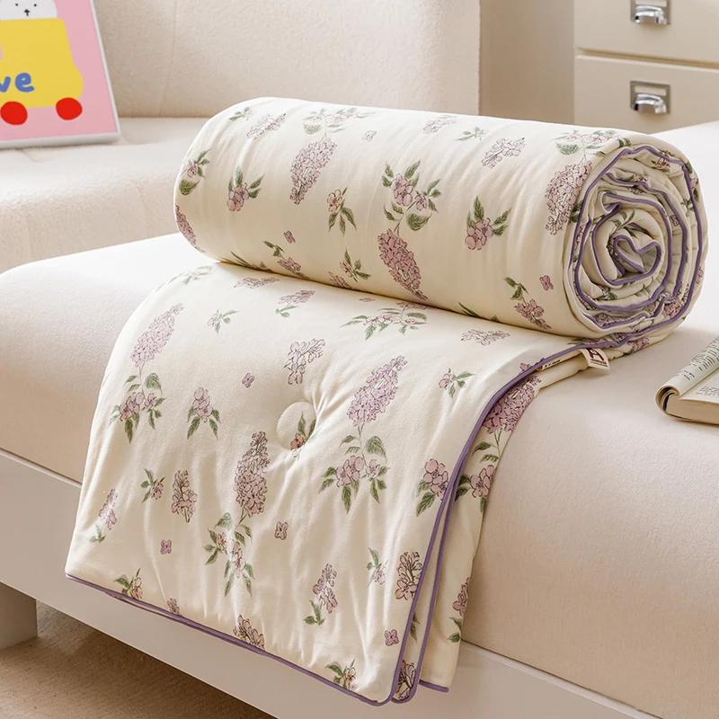 Cool Summer Quilt - Class A Milk Silk & Knitted Cotton (20% Soybean, Ultra-Soft Air-Con Bedding)