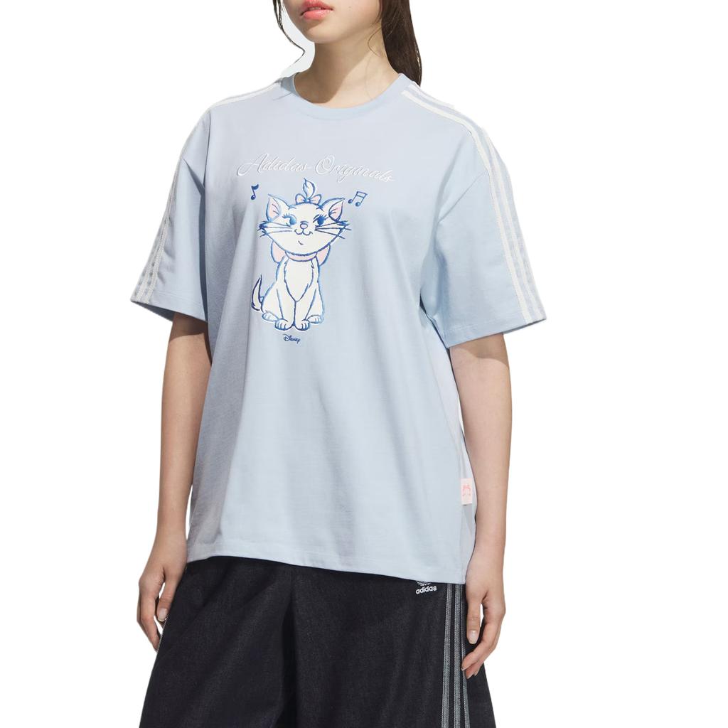 Adidas Originals Disney Drop Shoulder Sleeve T Shirt Women's Simple Blue KC3098