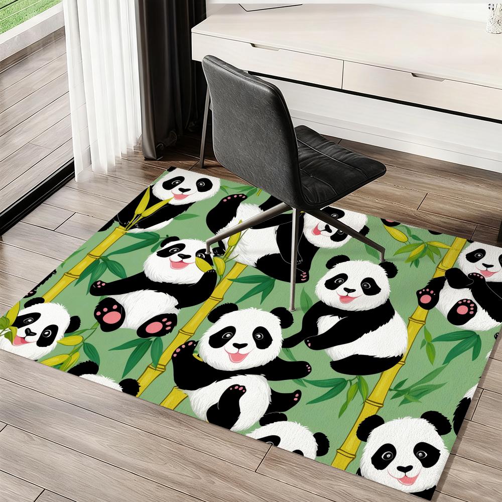Cute Cartoon Panda Floor Mat Flannel Rugs Soft Winter Warmth Floor Mat Thickened Non-Slip for Living Room Home Door Mat
