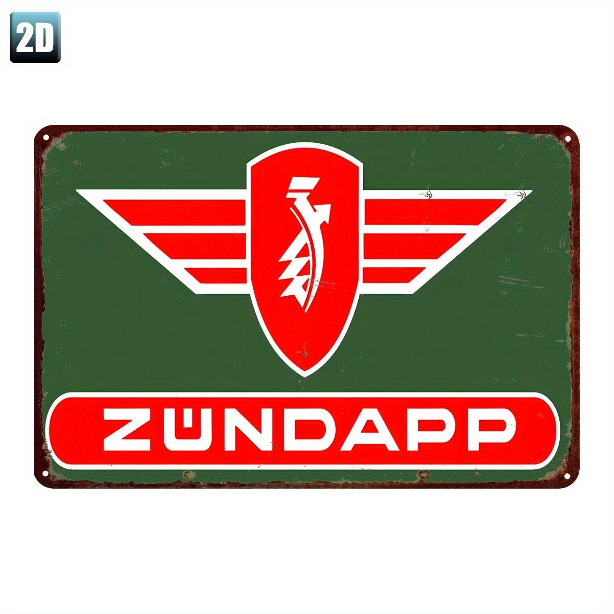 

Vintage Zündapp Motorcycle Logo Metal Tin Sign Retro Garage Decor with Red White Wings HeavyDuty Construction Co aluminum 20x30cm