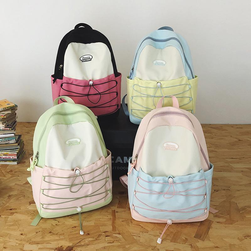 Schoolbag Spring Outing Contrasting Color Girl Japanese Ins Style Schoolbag Girls Junior High School High Value Niche Light Commuting Backpack Tide