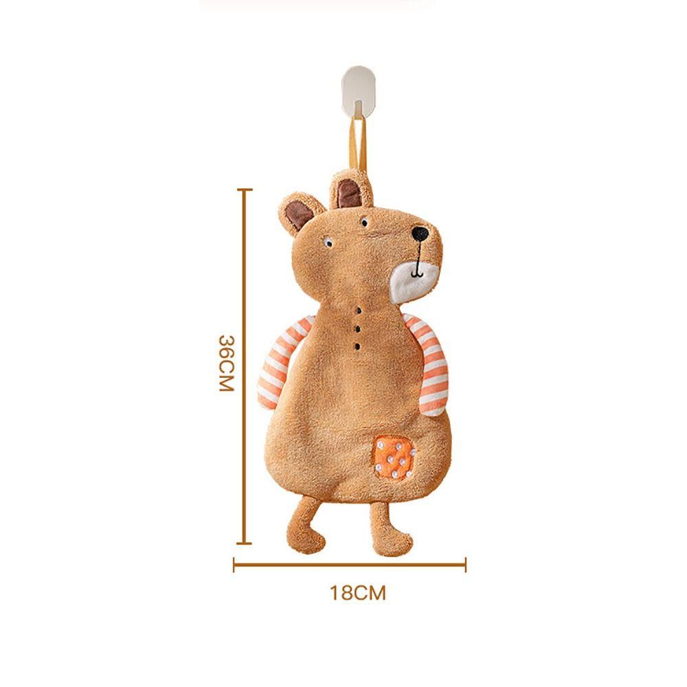 Cartoon Animal Hanging Hand Towels Coral Fleece Bathroom Towel Creative Kitchen Towel  Kitchen