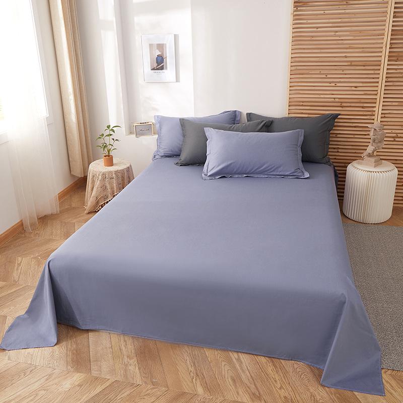 Minimalist Pure Cotton Double Bed Sheet with Pillowcase 200x230cm – Solid Color Design