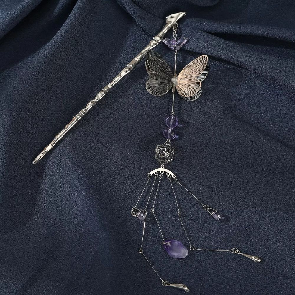 Flower Butterfly Hair Stick Tassel Hanfu Hairpin Exquisite Ancient Style Hair Fork  Ladies