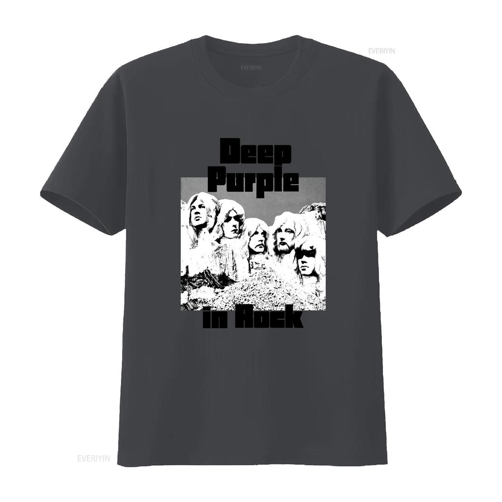 Vintage Retro Tiefes Lila Rockband Monochromer Druck Lässiges T-Shirt Vintage Leicht Atmungsaktiv Homme Bequem Weich
