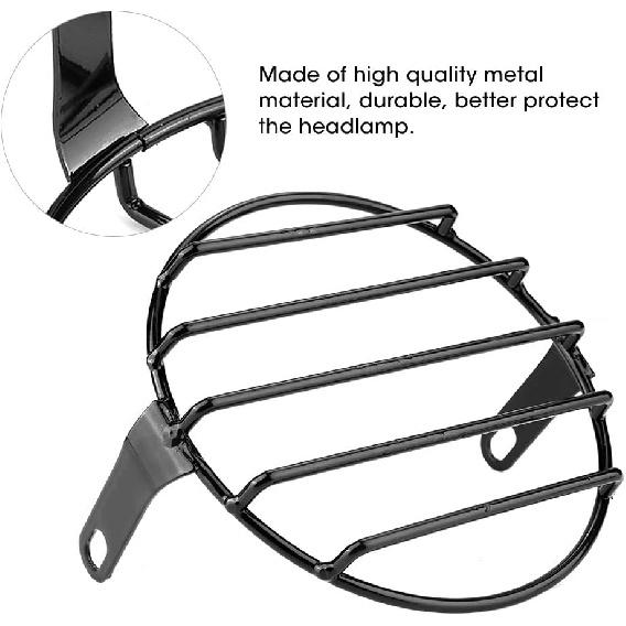 Acouto 5.75inch Black Retro Motorcycle Headlight Grill Round Cover Mask for Headlight Grill Motor