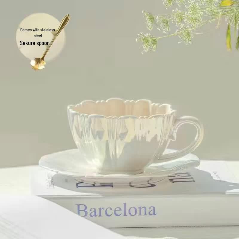 Petal Ceramic Coffee Cup & Saucer Set