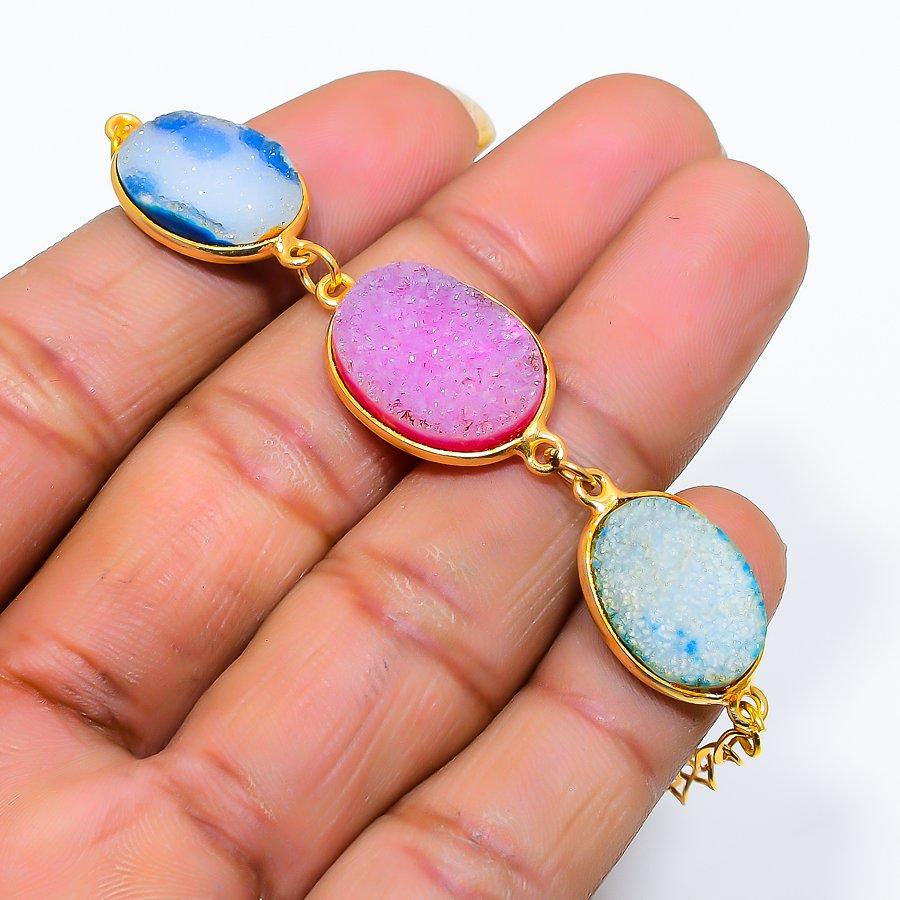 

Hememorphite Druzy Gemstone Handmade 925 Sterling Silver Bracelet 7-8 GK-5494